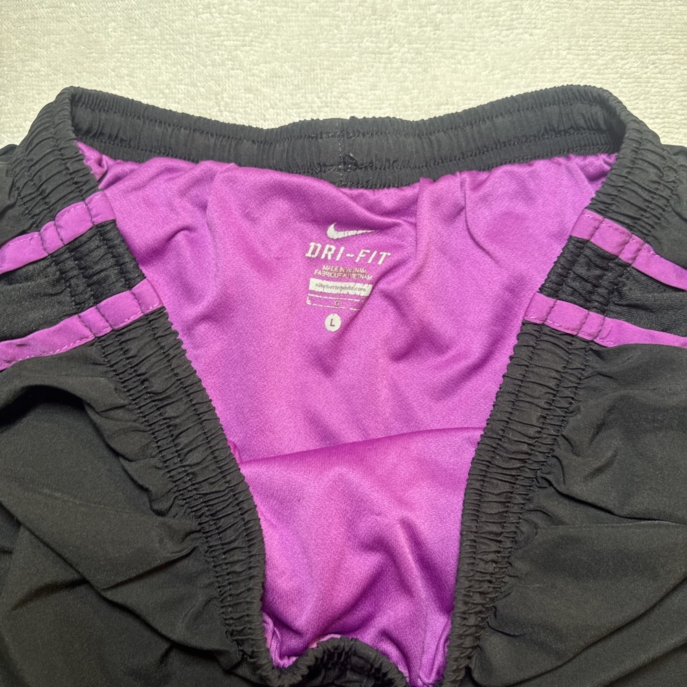 Nike Dri-FIT Tempo Running Shorts Women's Large Black Purple Brief Lined - Picture 4 of 7